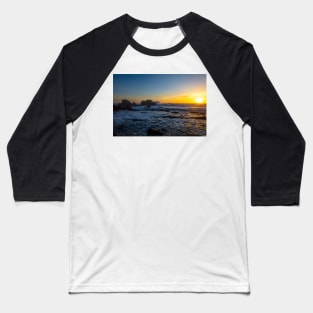 Waves Crashing Sunset Baseball T-Shirt